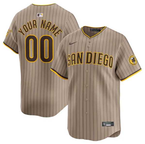 Mens San Diego Padres Customized Tan 2024 Alternate Limited Stitched Jersey->customized mlb jersey->Custom Jersey